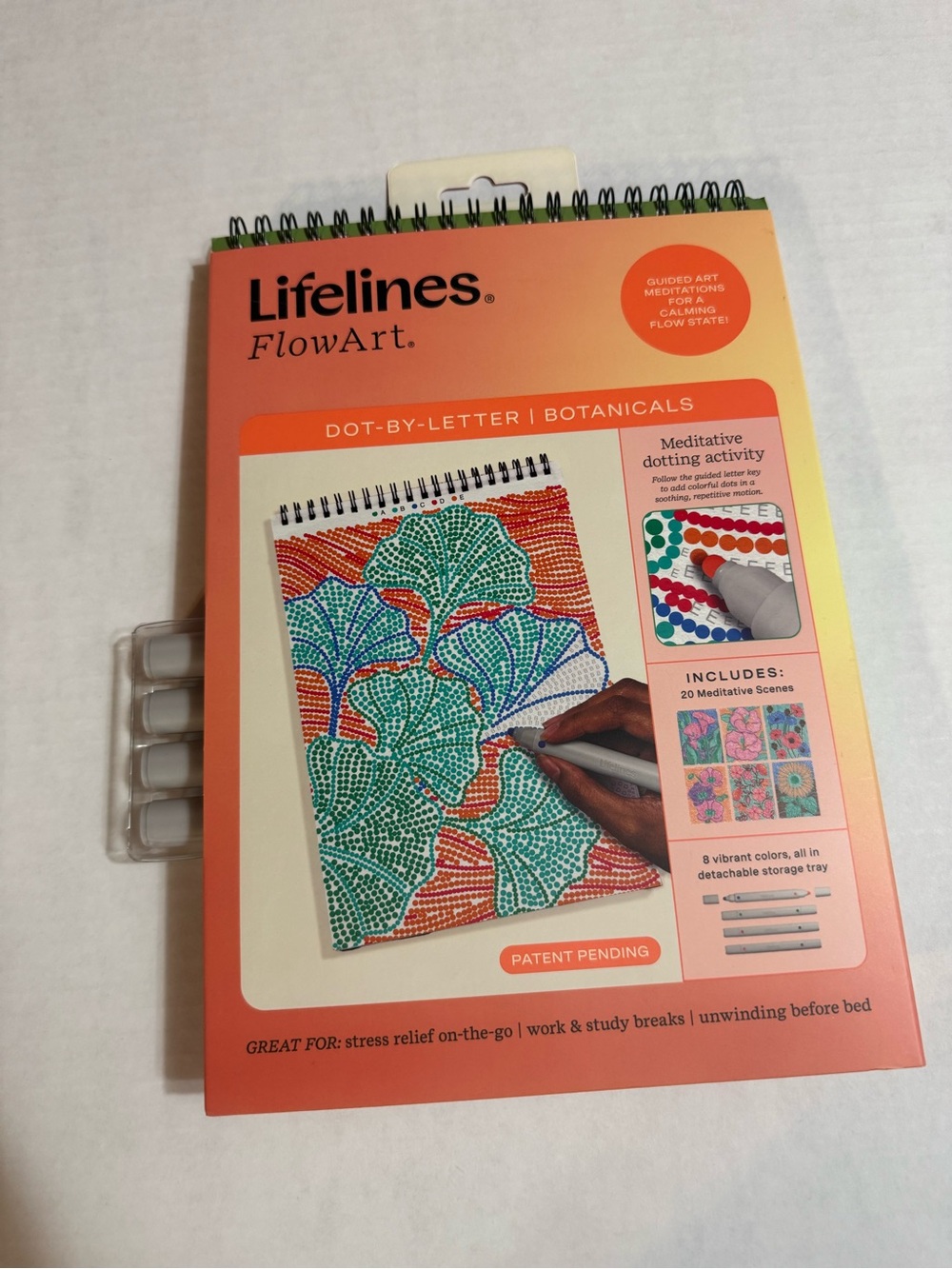Lifelines FlowArt Dot By Letter Botanicals 20 Scenes 8 Colors Markers 165005